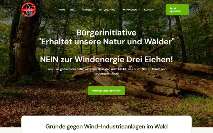 Website-Vorschau: Bürgerinitiative "Erhaltet unsere Natur und Wälder"