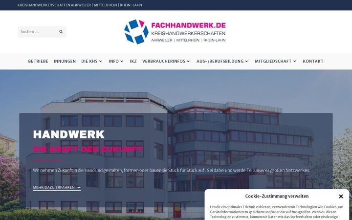 Website-Vorschau: Kreishandwerkerschaften Ahrweiler, Mittelrhein, Rhein-Lahn