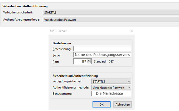 Beispiel Thunderbird: Konto-Einstellungen